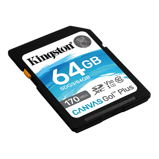 Kingston tarjeta SD 64GB  Canvas Go Plus 170MB/s DSLR/Video 4K/Camara MILC