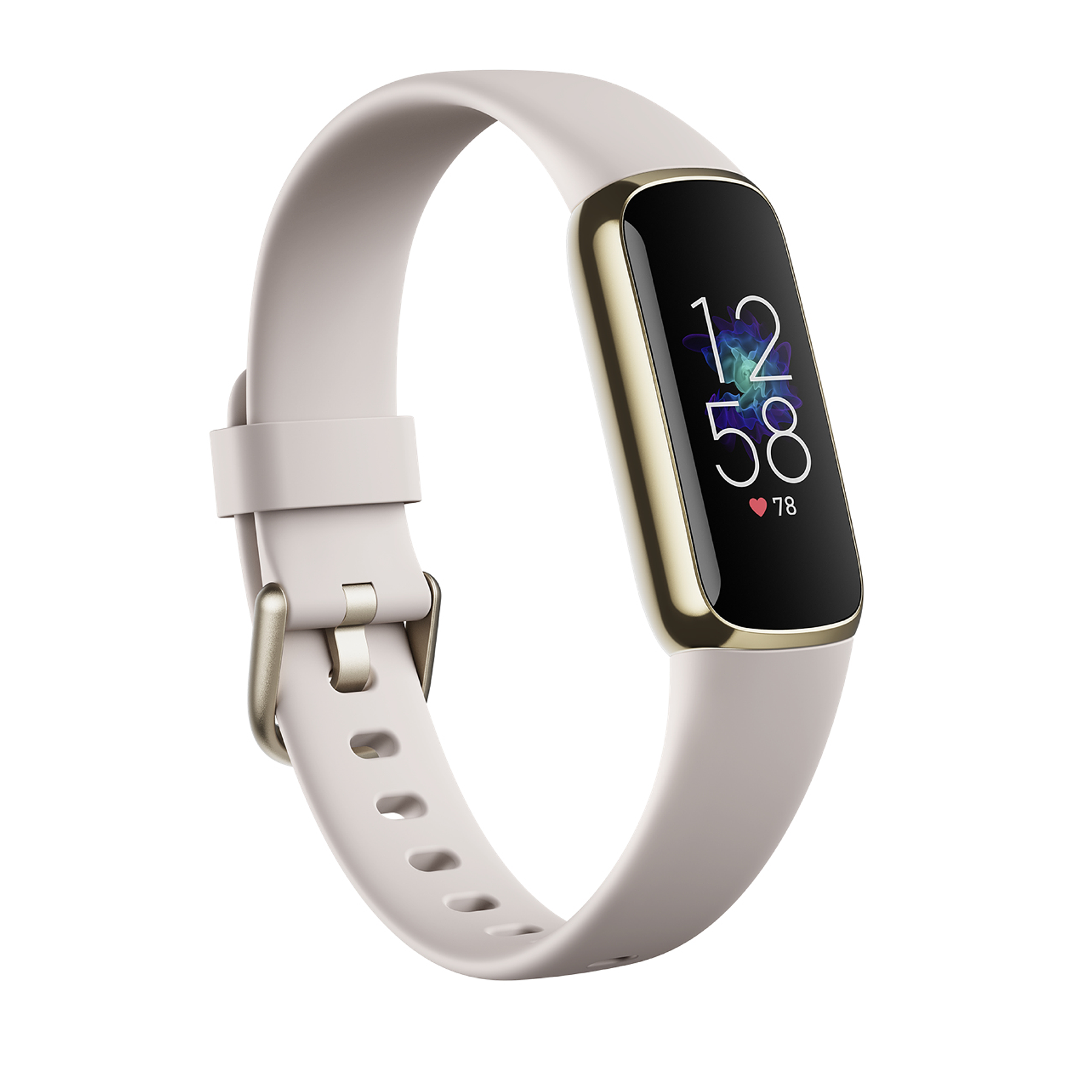 Fitbit tracker activity luxe lunar white soft gold de acero