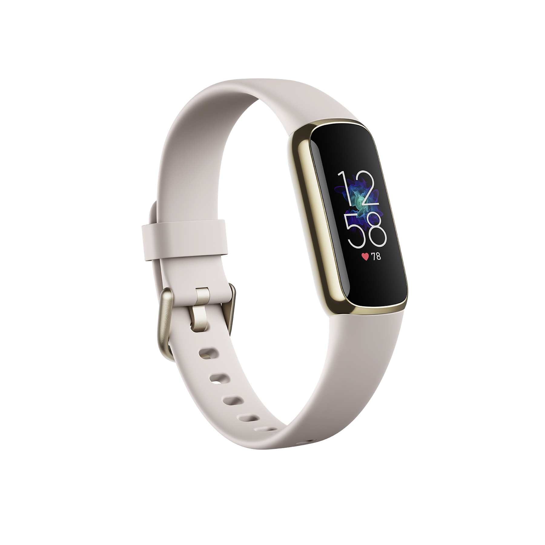 Fitbit tracker activity luxe lunar white soft gold de acero