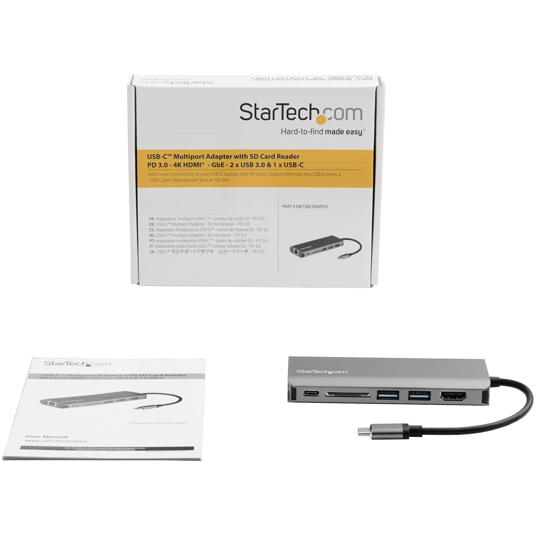 Startech Adaptador Multipuertos USB-C - Docking Station Portátil USB Tipo C a HDMI 4K