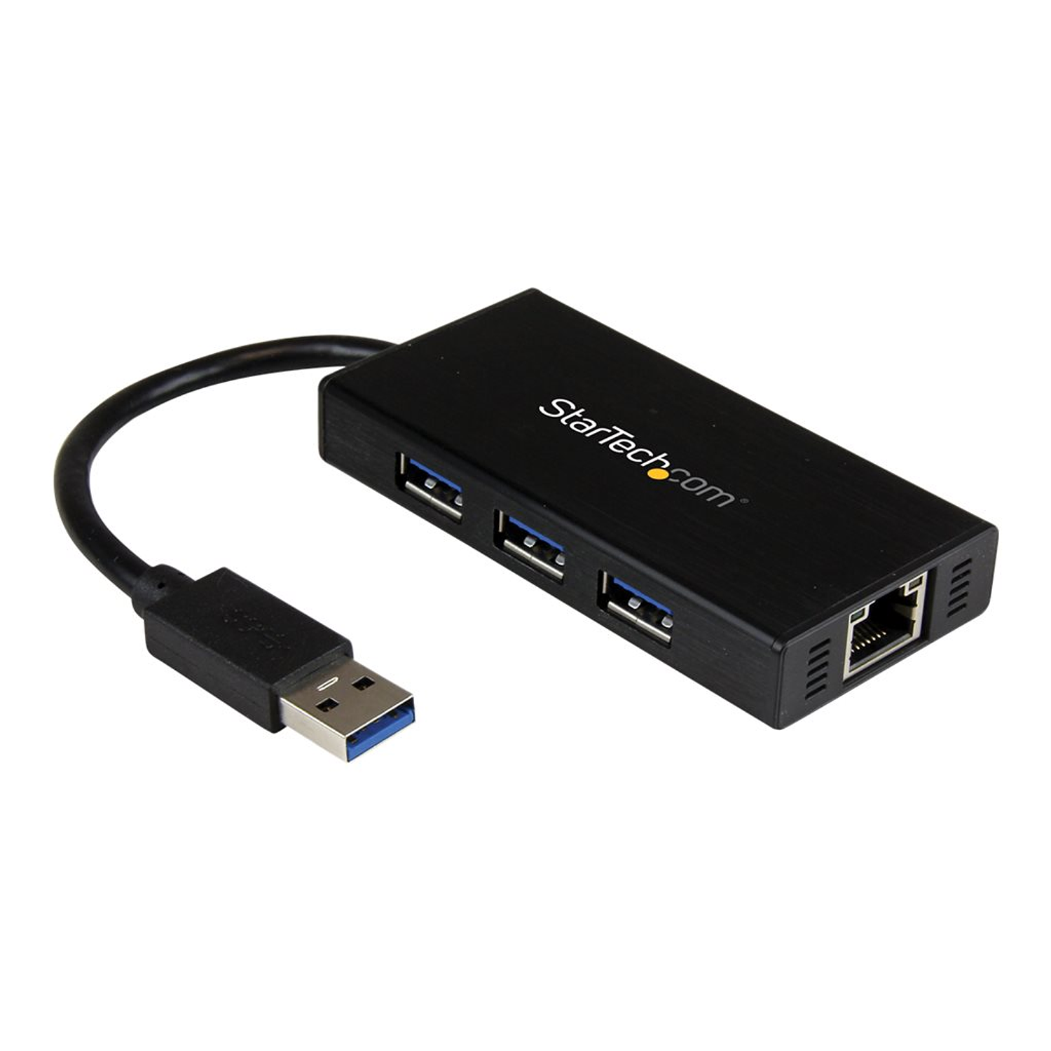 StarTech.com Hub USB 3.0 de Aluminio con Cable - Concentrador de 3 Puertos USB con Adaptador de Red Ethernet Gigabit Externo - Hub - 3 x SuperSpeed USB 3.0 + 1 x 10/100/1000 - sobremesa - para P/N: PE 4
