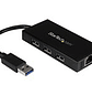 StarTech.com Hub USB 3.0 de Aluminio con Cable - Concentrador de 3 Puertos USB con Adaptador de Red Ethernet Gigabit Externo - Hub - 3 x SuperSpeed USB 3.0 + 1 x 10/100/1000 - sobremesa - para P/N: PE - Miniatura 5