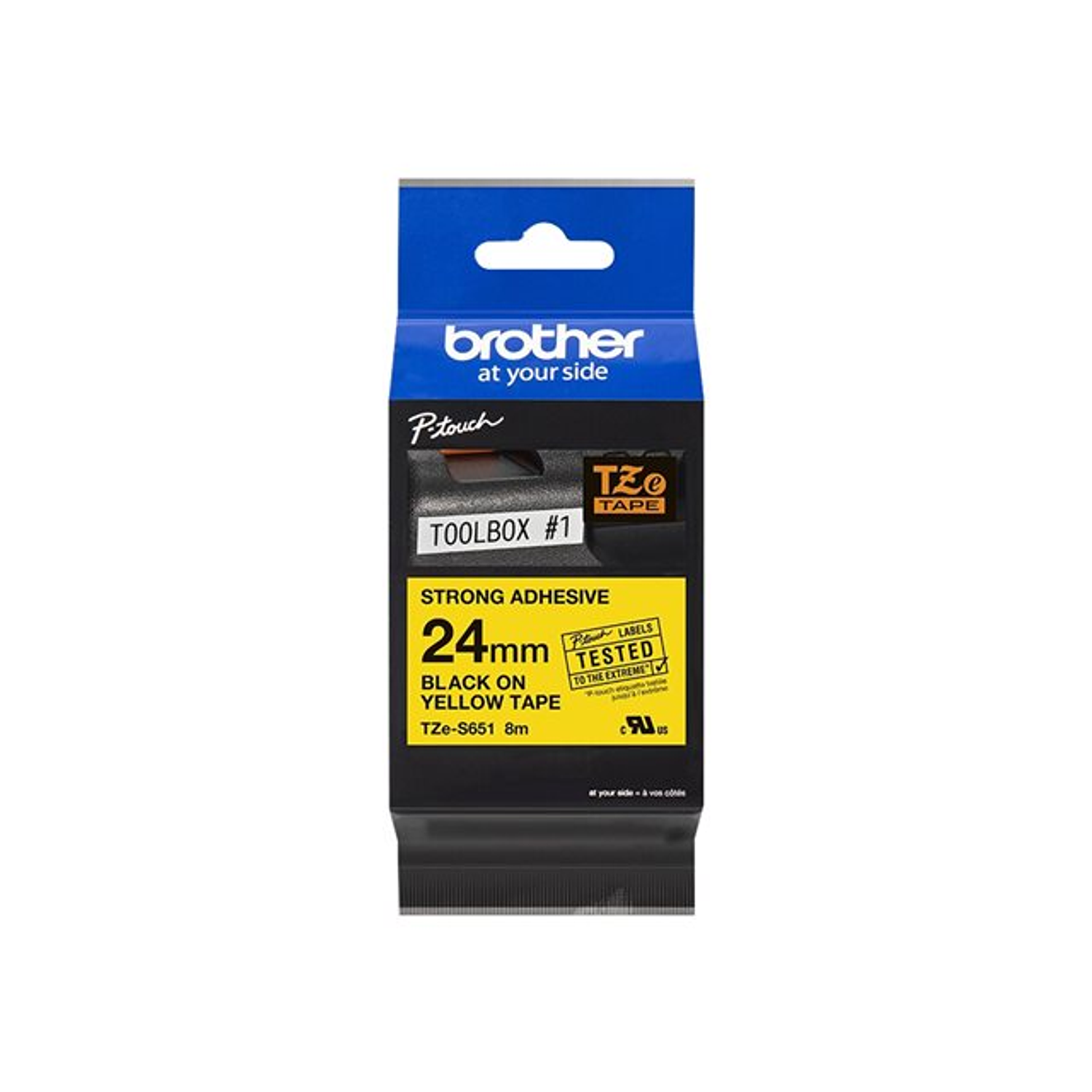 Brother TZES651 Cinta Adhesiva Doble Negro Sobre Amarillo 24MM 2