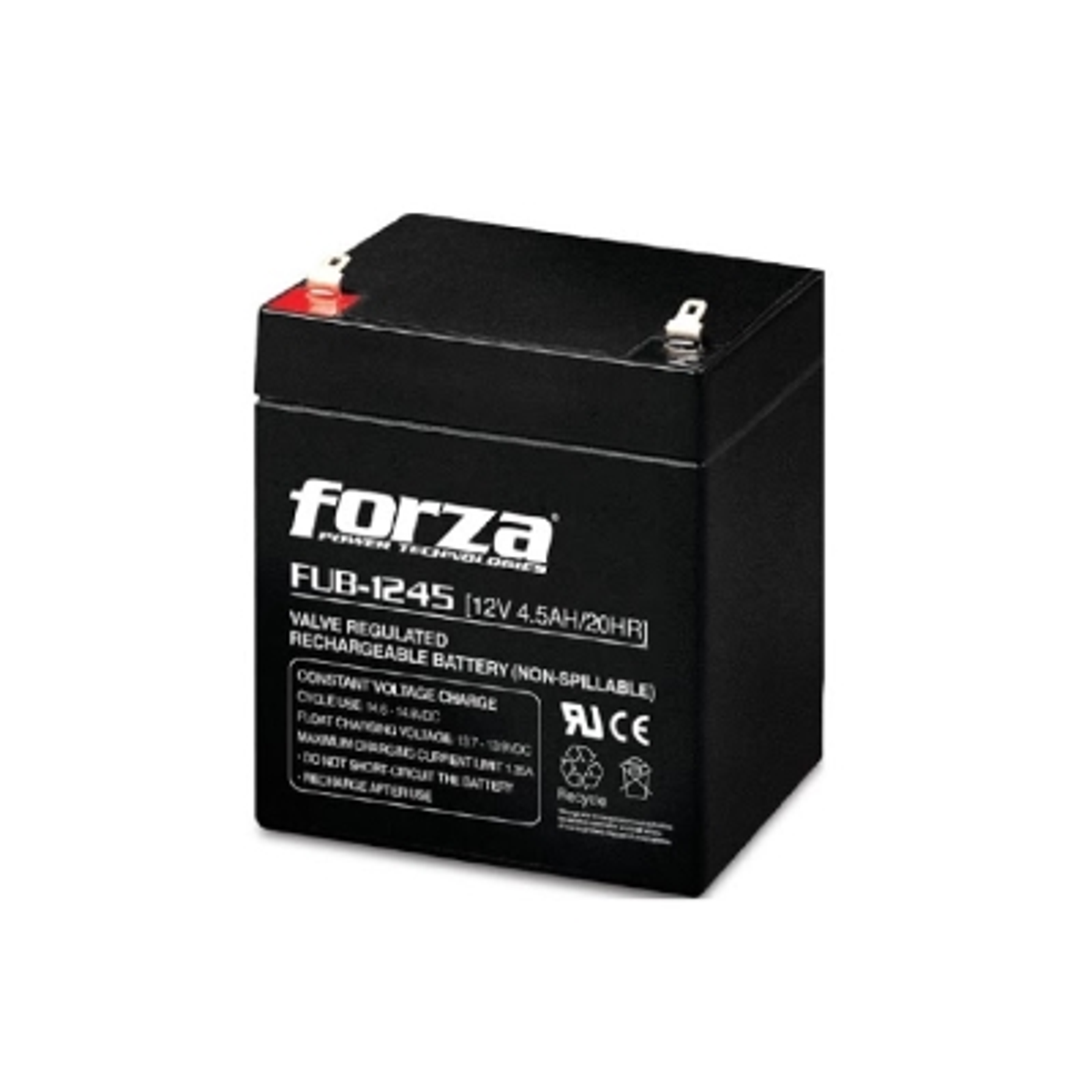 Forza FUB-1245 Batería Sellada 12V/4,5Ah Recargable, AGM, sin Mantenimiento