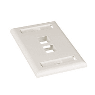 Panduit NK2FIWY Placa Frontal NetKey™, Bolsillo p/Etiqueta, 2 Puertos, Blanco 