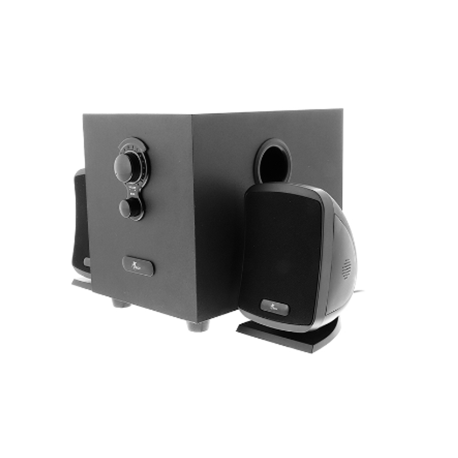 Xtech XTS-420 Parlantes 2.1 Canales, Graves de Madera, Satélites Metálicos, Sonido Envolvente, 10W RMS, Jack 3.5mm 2