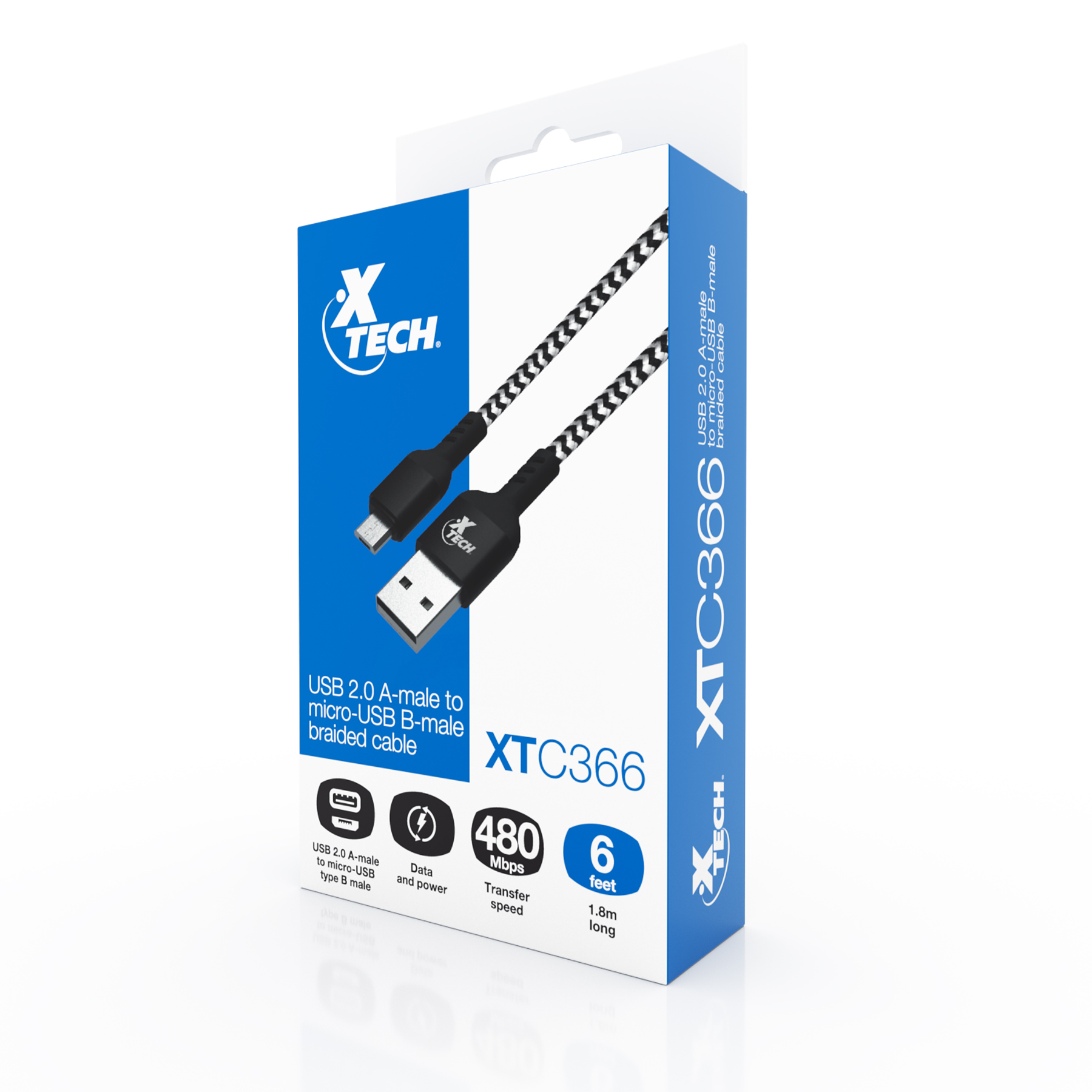 Xtech Cable Trenzado USB 2.0 Macho A a Micro-USB Macho B