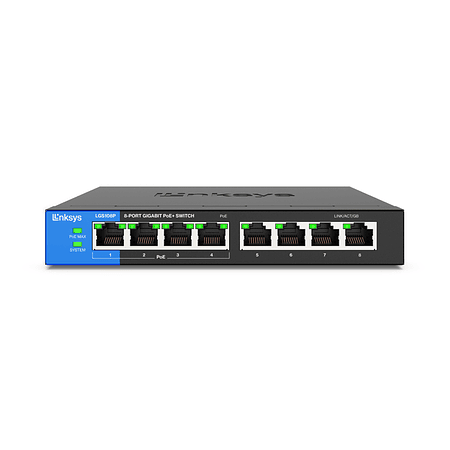 Linksys LGS108P Switch Gigabit PoE+ de Escritorio Empresarial de 8 Puertos 