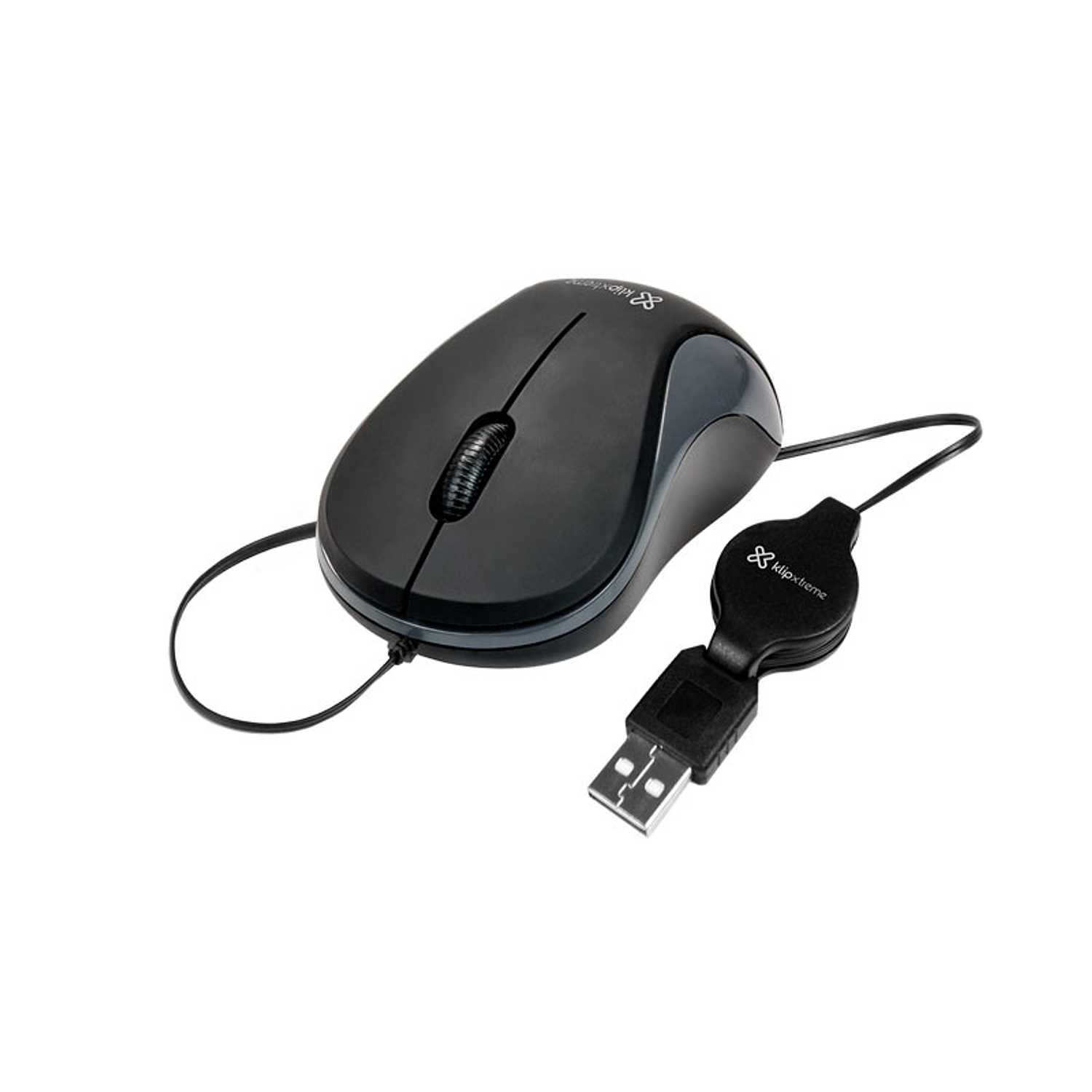 Klip Xtreme Mouse Retráctil  Karbon, Ambidextro, 3 Botones, 1000 DPI,negro 1