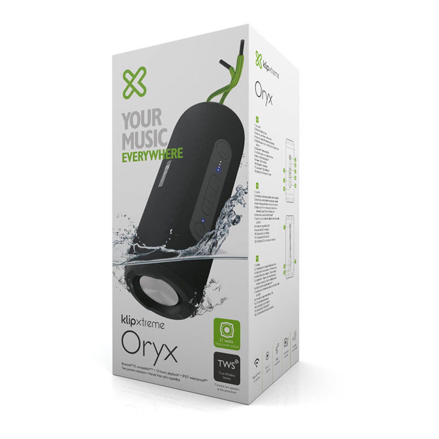 Klip Xtreme Oryx Parlante Portátil Bluetooth IPX7 Color Negro 6