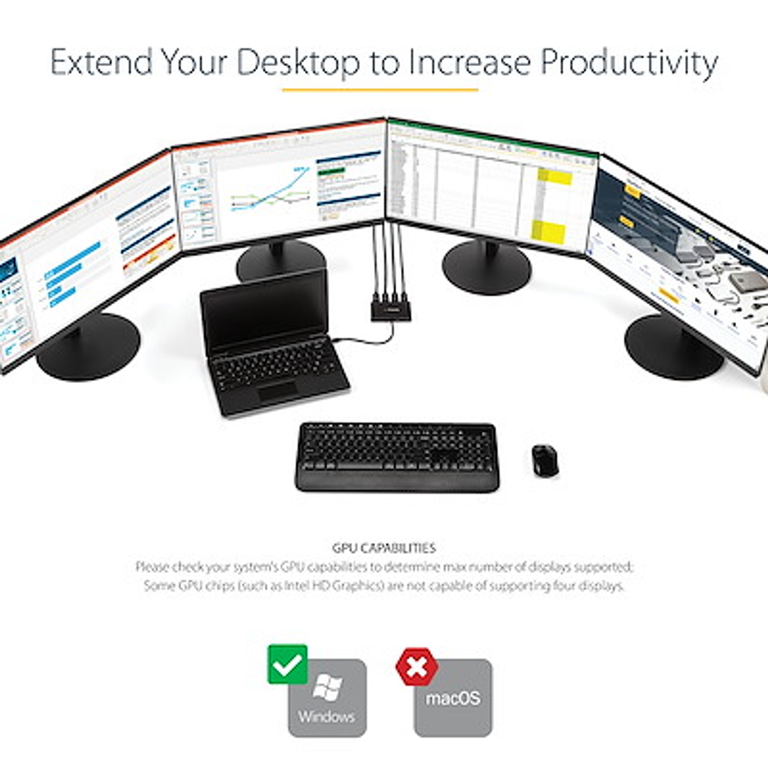 StarTech Hub MST Para Cuatro Monitores DisplayPort Windows 7