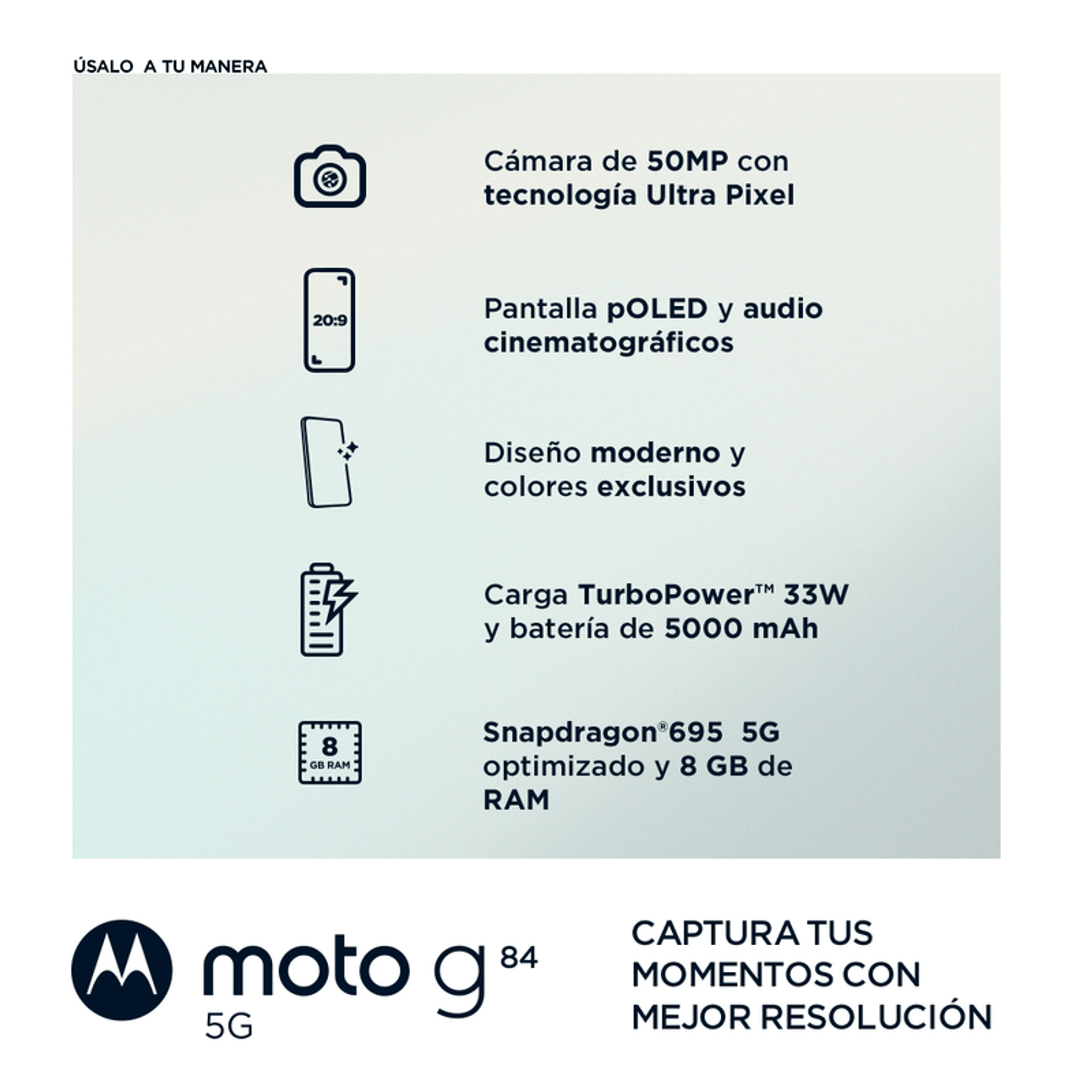 Motorola G84 Celular 5G 256 Gb 8 RAM Color Negro