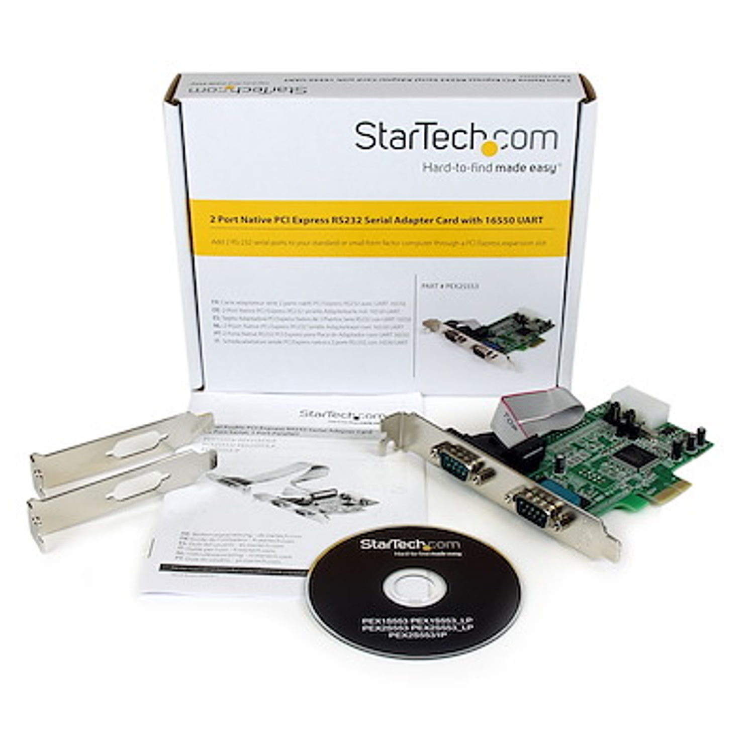 StarTech PEX2S553 Tarjeta Adaptadora PCIe 2 Puertos Seriales RS232 5
