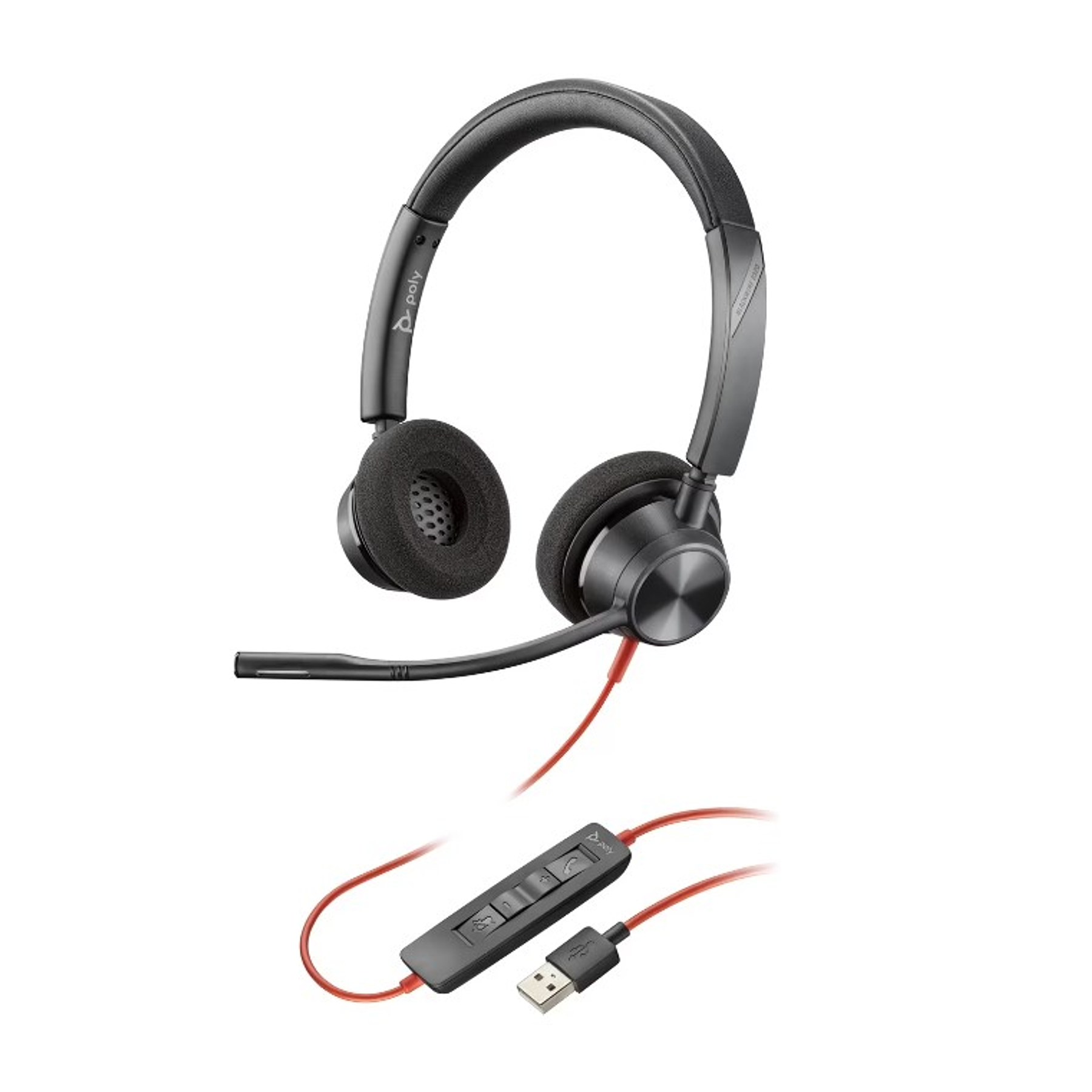 Poly Blackwire 3320-M Audifono Cableado Cancelación de Sonido Activo USB-A Negro