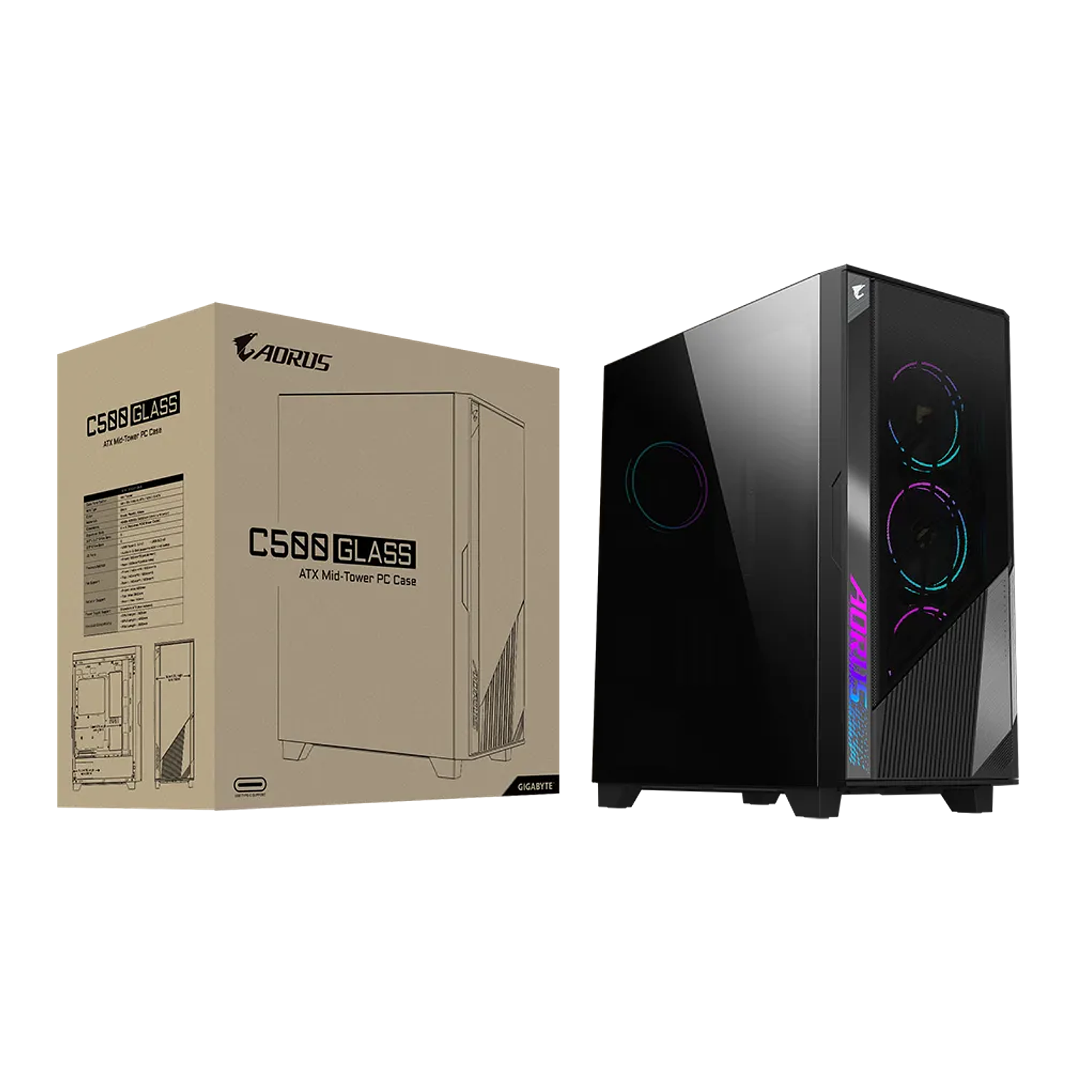 AORUS C500 GLASS Gabinete Torre Media ATX  10