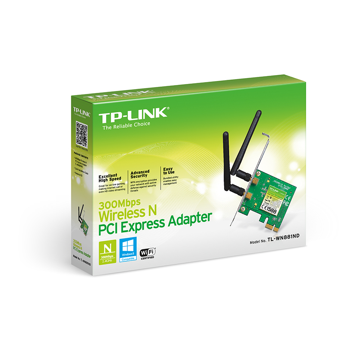 TL-WN881ND TP-LINK 300mbps PCIe-x1 2-RPSMA-2dBi Adaptador WiFi