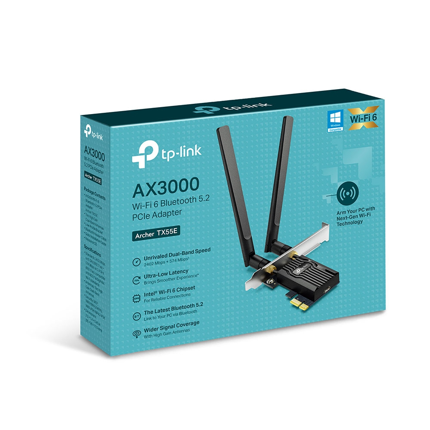 TP-Link Archer TX55E Adaptador PCIe AX3000 Wi-Fi 6 Bluetooth 5.2 5