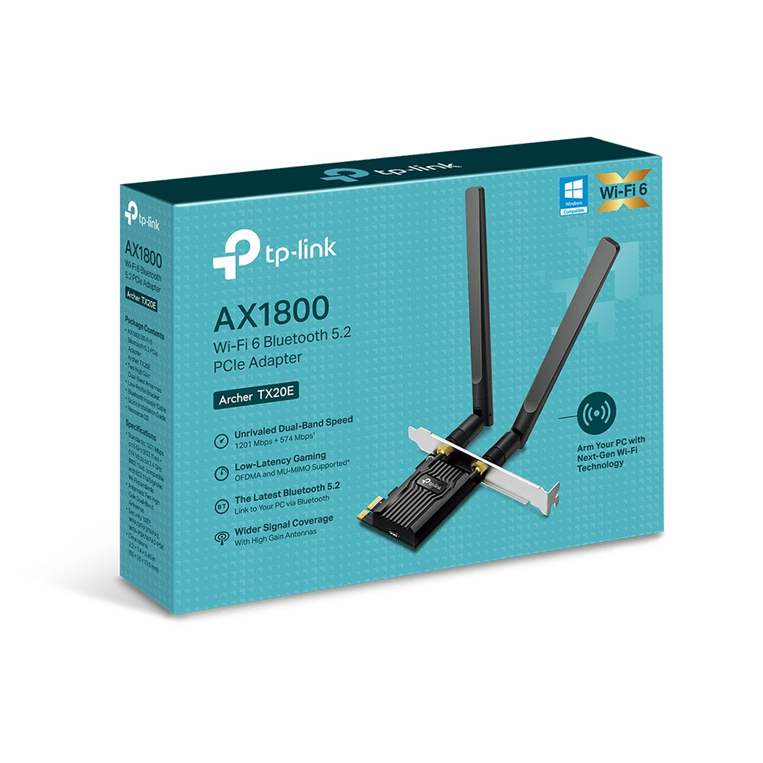 TP-Link Archer TX20E V2 Adaptador PCIe AX1800 Wi-Fi 6 Bluetooth 5.2 5