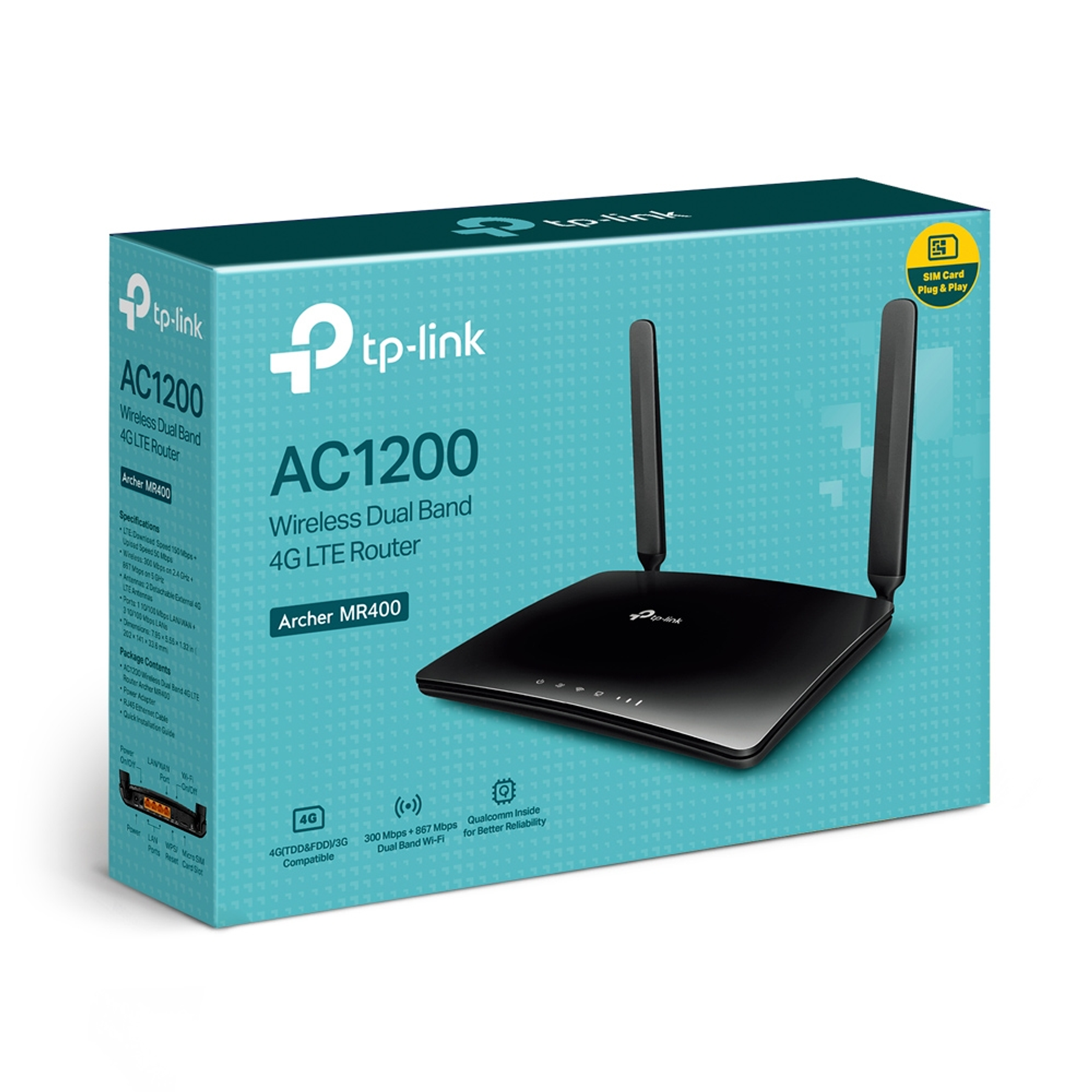 TP-LINK Archer MR400 Router 4G LTE Inalámbrico Doble Banda AC1200