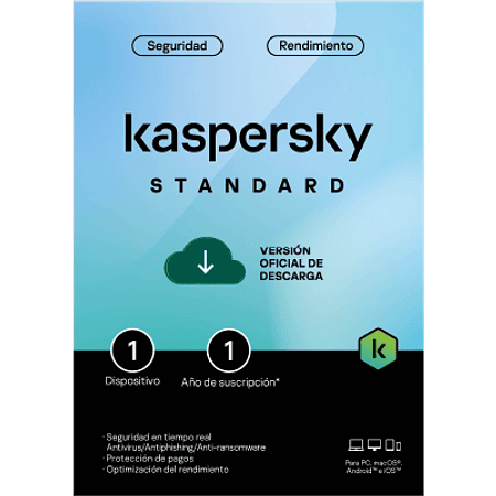 Kaspersky Standard Antivirus 1 Dispositivo 1 Año Descargable