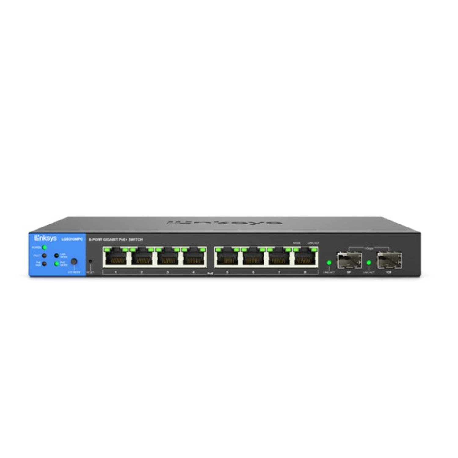 Linksys LGS310MPC Switch Gigabit PoE+ Administrado de 8 Puertos con 2 Enlaces Ascendentes SFP 1G de 110 W Compatible con TAA 1
