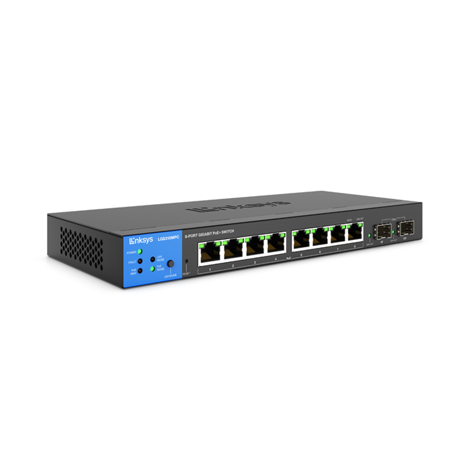 Linksys LGS310MPC Switch Gigabit PoE+ Administrado de 8 Puertos con 2 Enlaces Ascendentes SFP 1G de 110 W Compatible con TAA 2