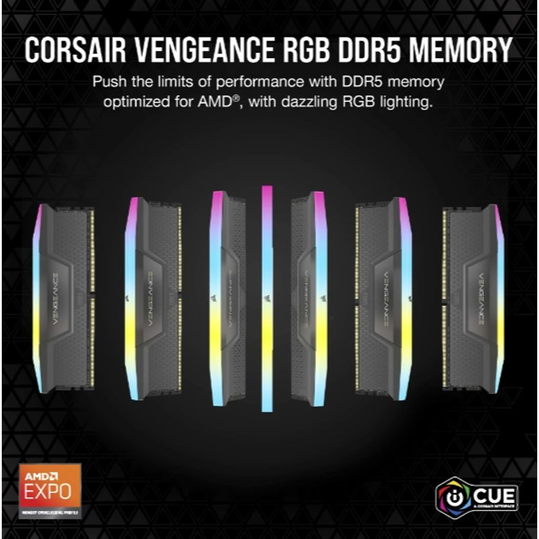 Corsair Vengeance Kit de Memoria Ram DDR5 RGB de 32 GB (2 × 16 GB) a 5200 MT/s C40 AMD EXPO