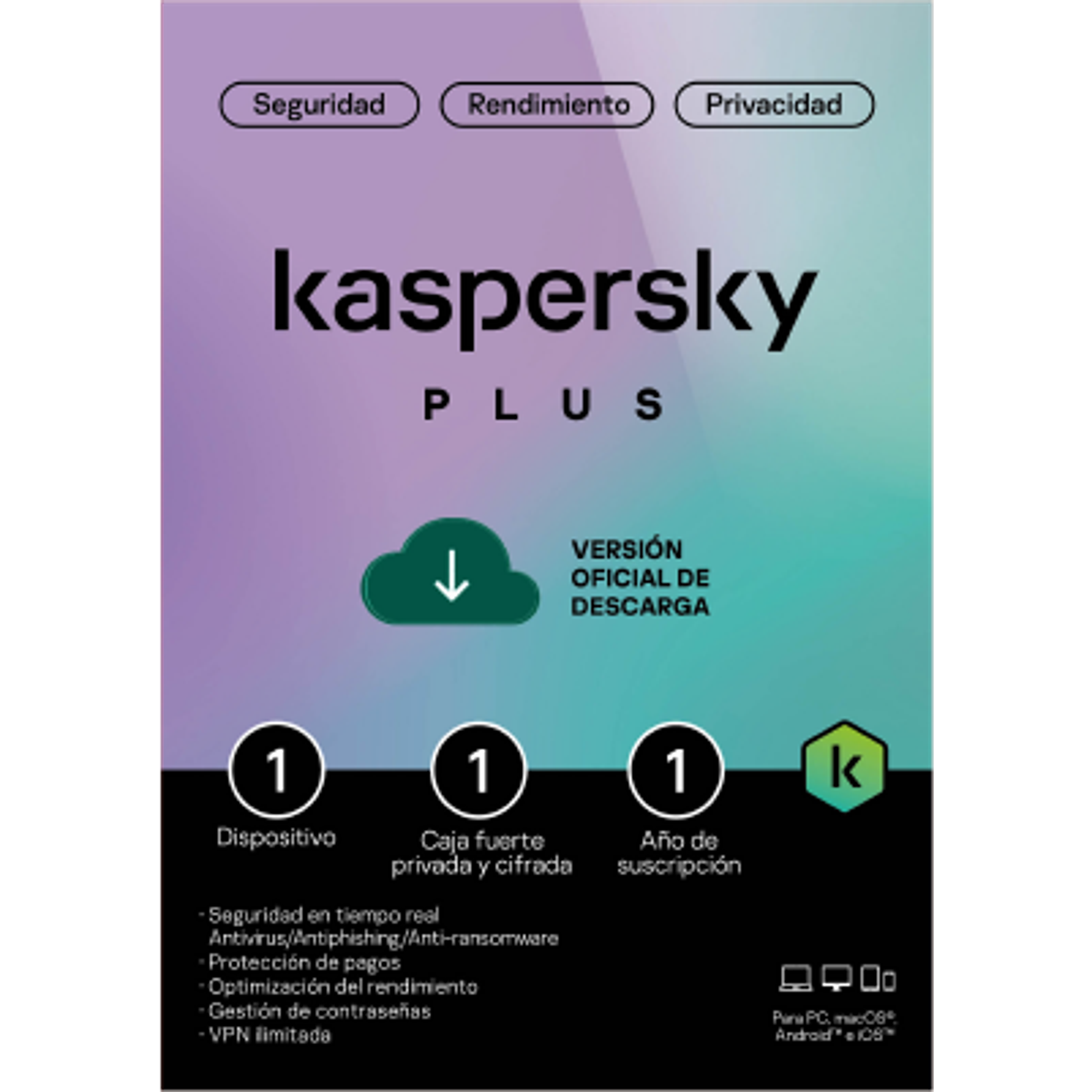 Kaspersky Plus Antivirus 1 Dispositivo 1 Año Descargable