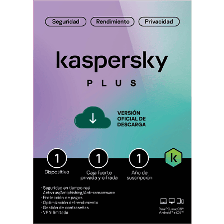 Kaspersky Plus Antivirus 1 Dispositivo 1 Año Descargable
