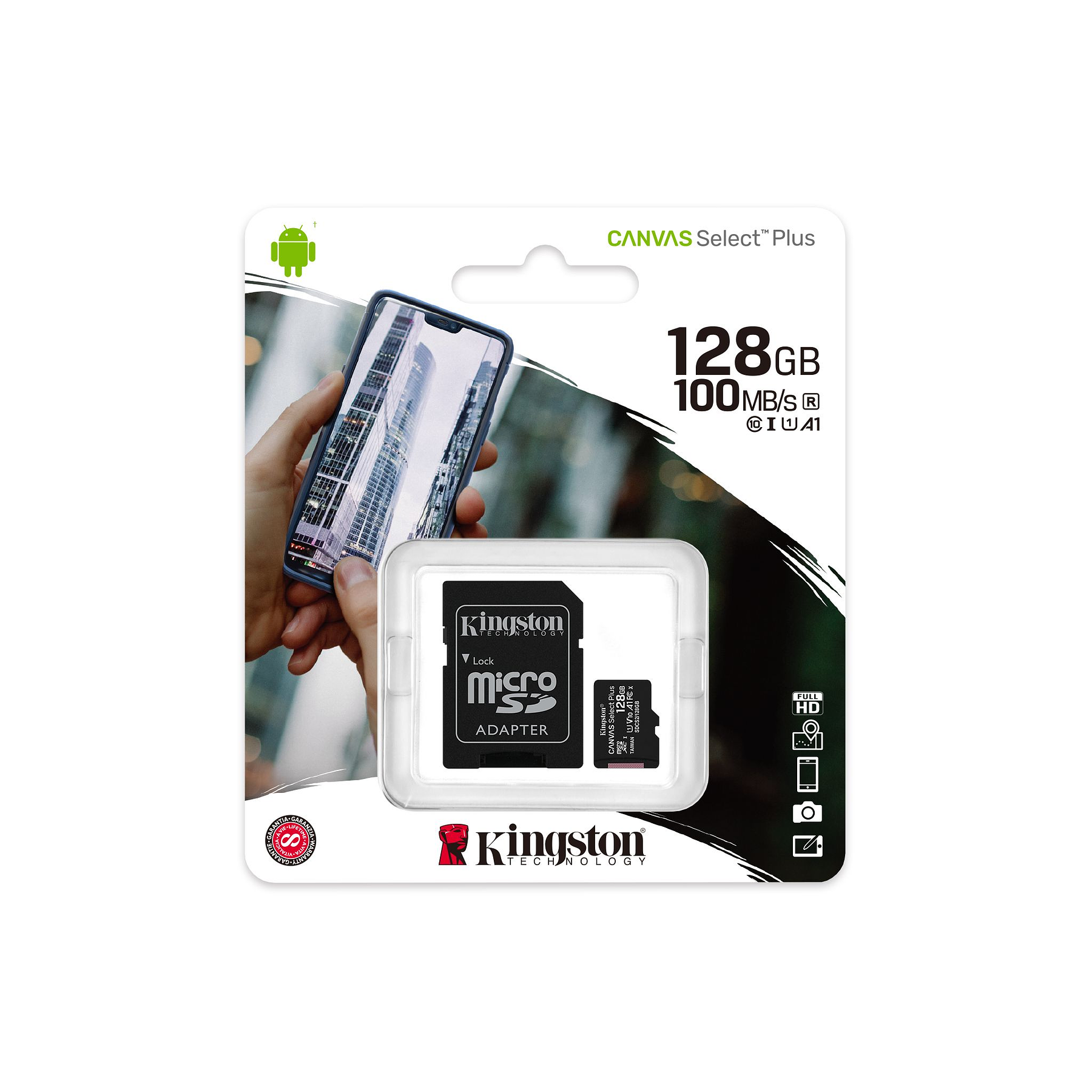 Kingston SDCS2/128GB 128GB microSDHC CL10 UHS-I Canvas Select Plus