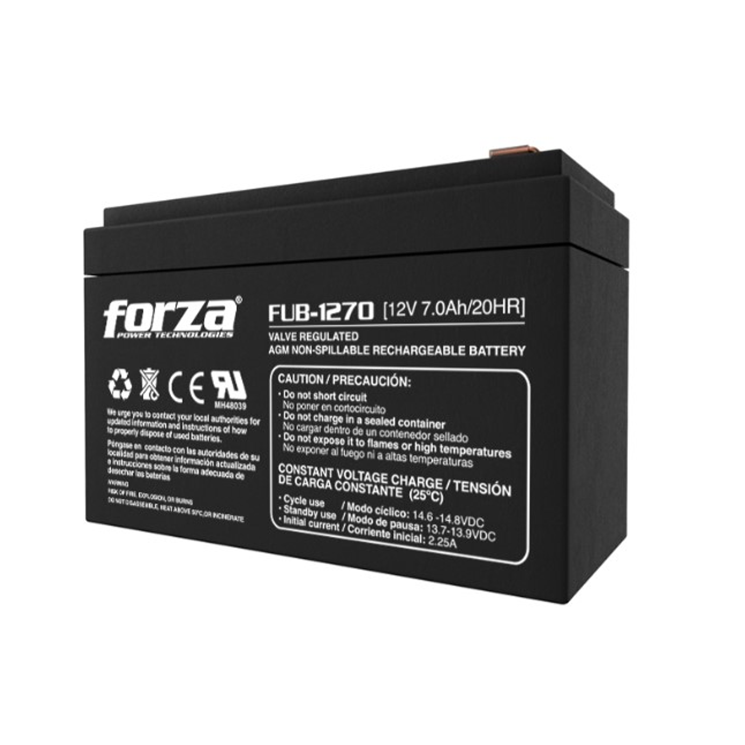 Forza FUB-1270 Batería Sellada Recargable 12V 7Ah AGM Sin Mantenimiento 2