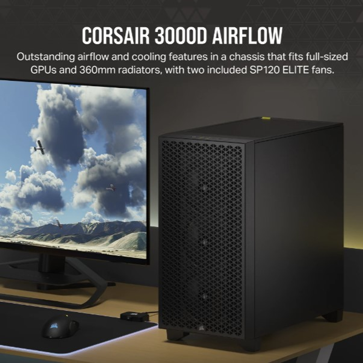 Corsair Memory 3000D AirFlow Semitorre Color Negro 16