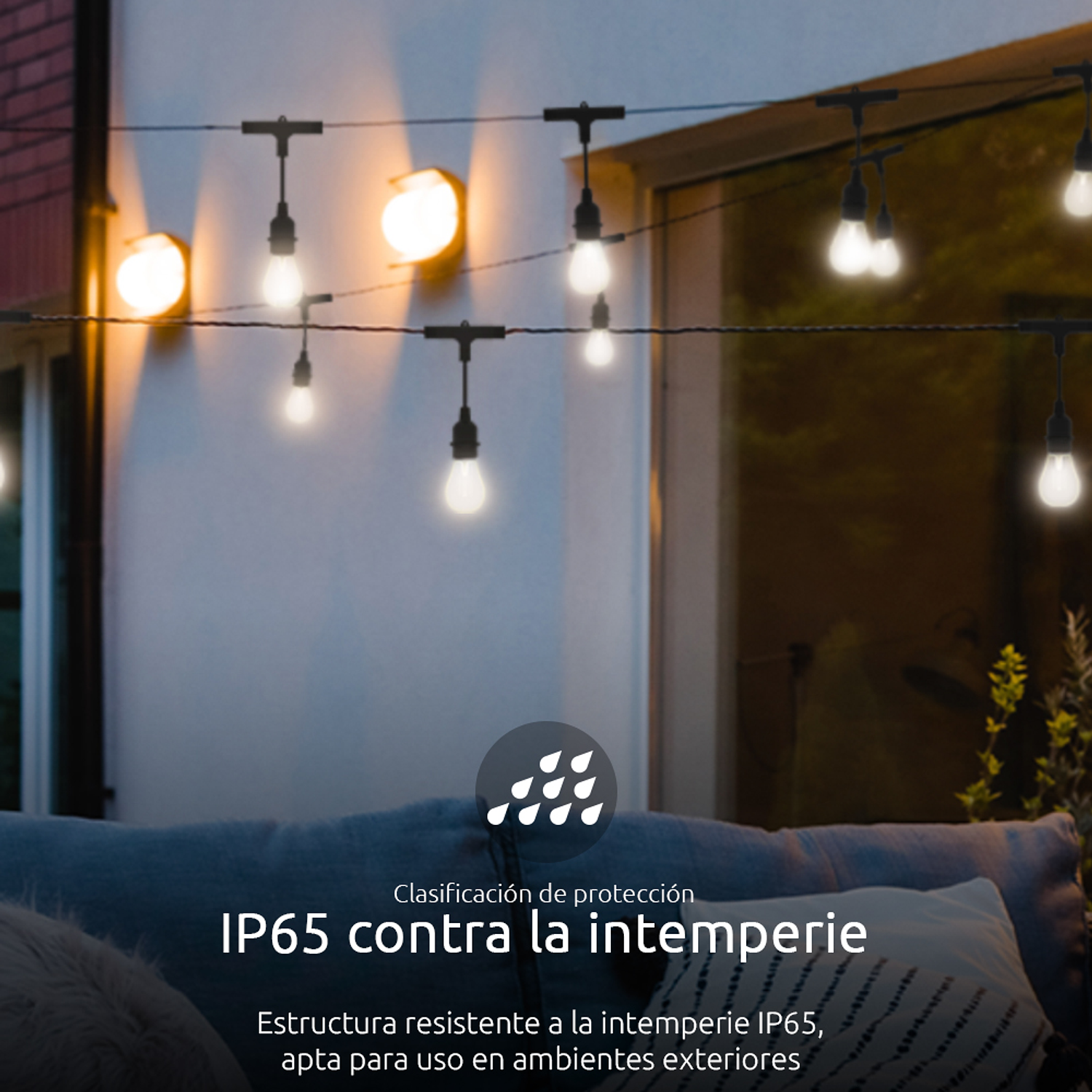 Nexxt Guirnalda de Luces Inteligente con Conexión Wi-Fi, 14.6 metros, 24 luces, RGB, IP65 6
