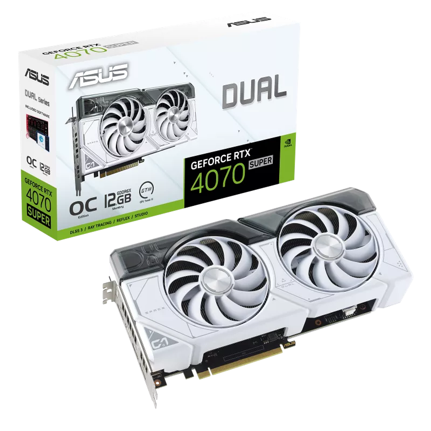 ASUS Dual GeForce RTX 4070 SUPER Blanco OC Edition 12GB GDDR6X Tarjeta Grafica 12