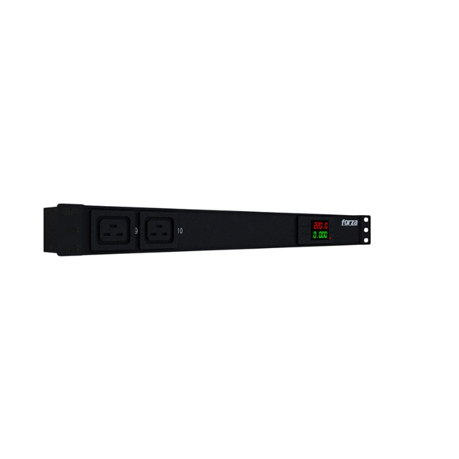 Forza FPD-1012M1U PDU Medible 4000W, 10 tomas, 1U, 220V, Entrada C20, Salida (8xIEC C13, 2xIEC C19) 2