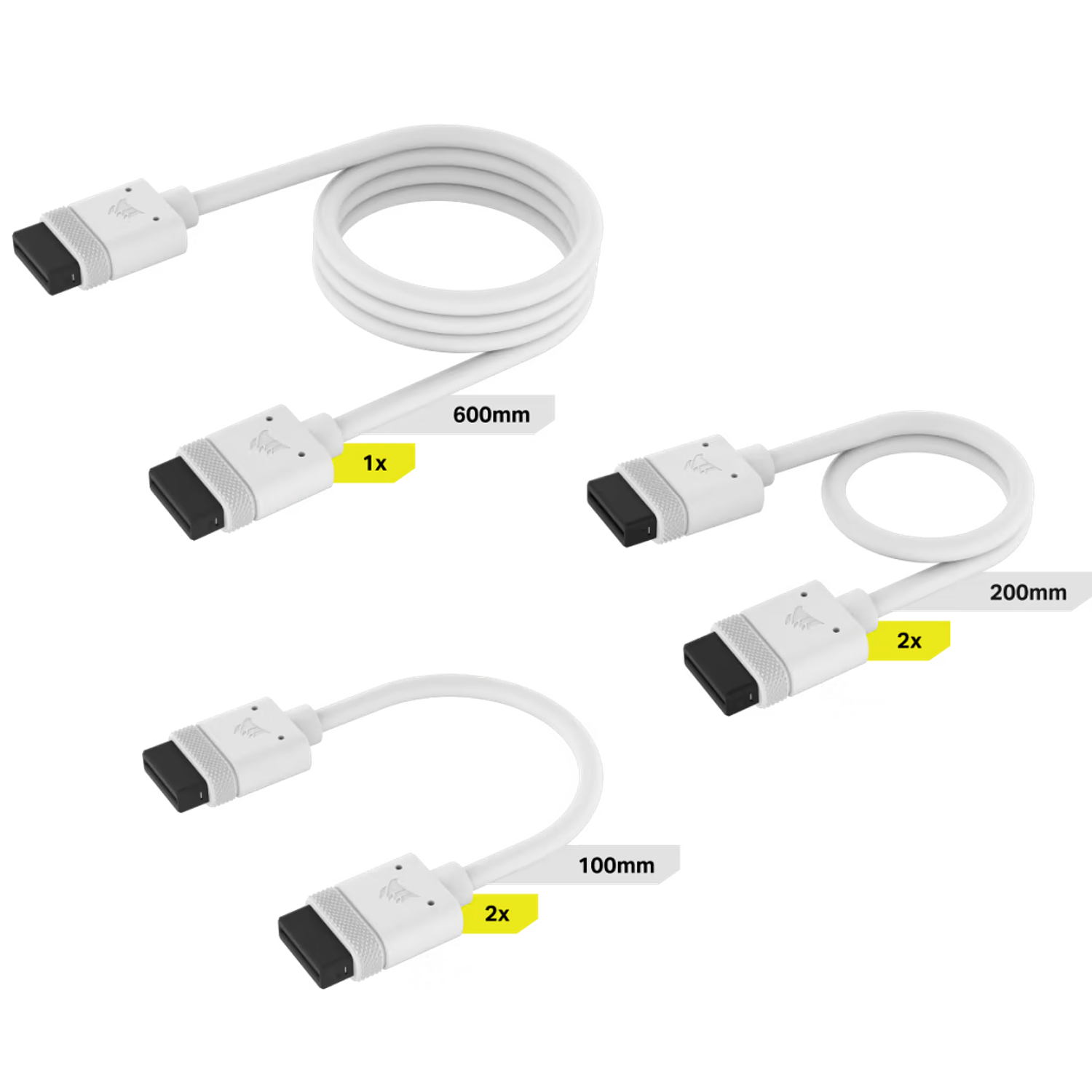 Corsair iCUE LINK Kit De Cables Rectos Pack De 5 Piezas Color Blancos