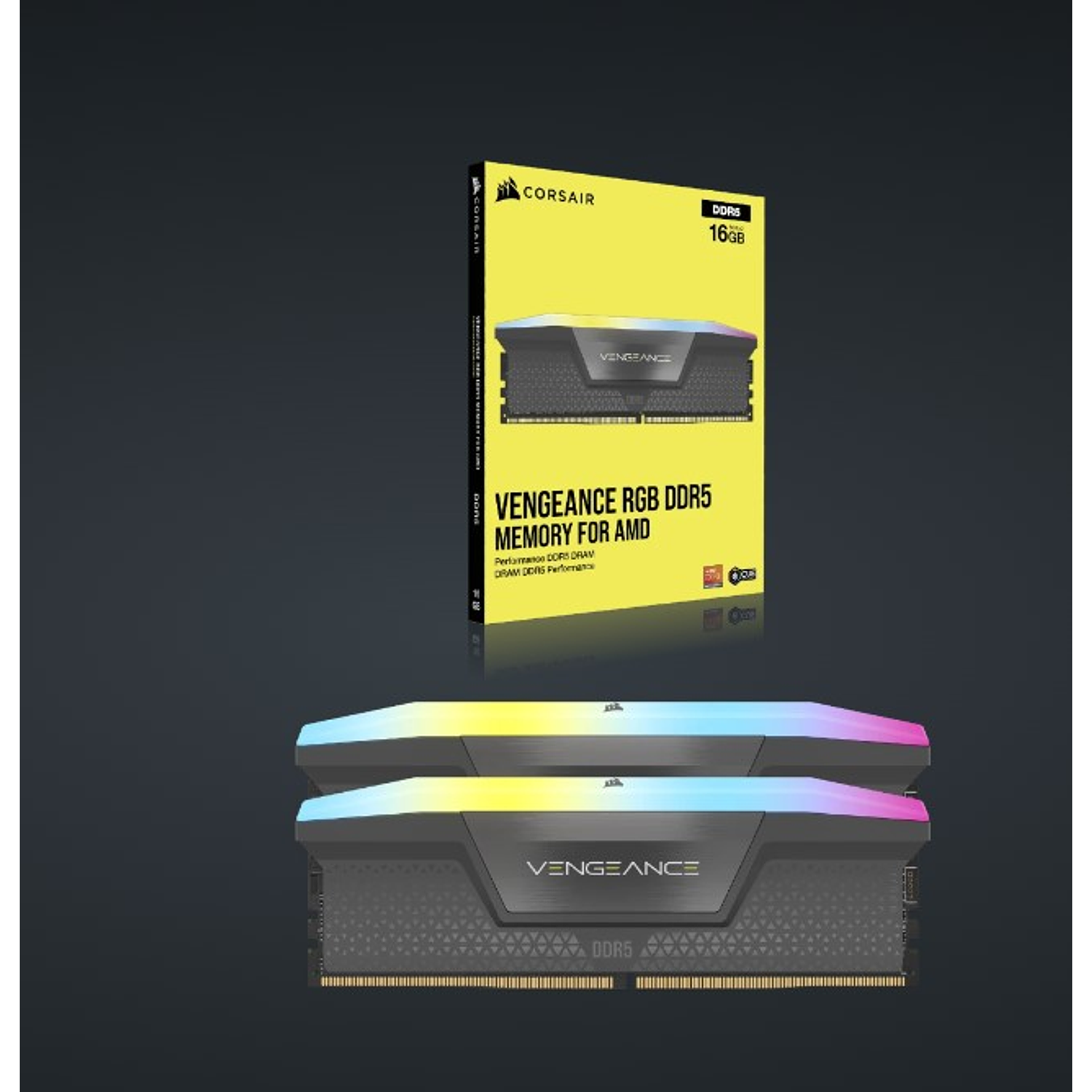 Corsair Kit de Memoria DDR5 DRAM VENGEANCE RGB de 64 GB (2 × 32 GB) a 5200 MT/s C40, Kit de memoria AMD EXPO 5