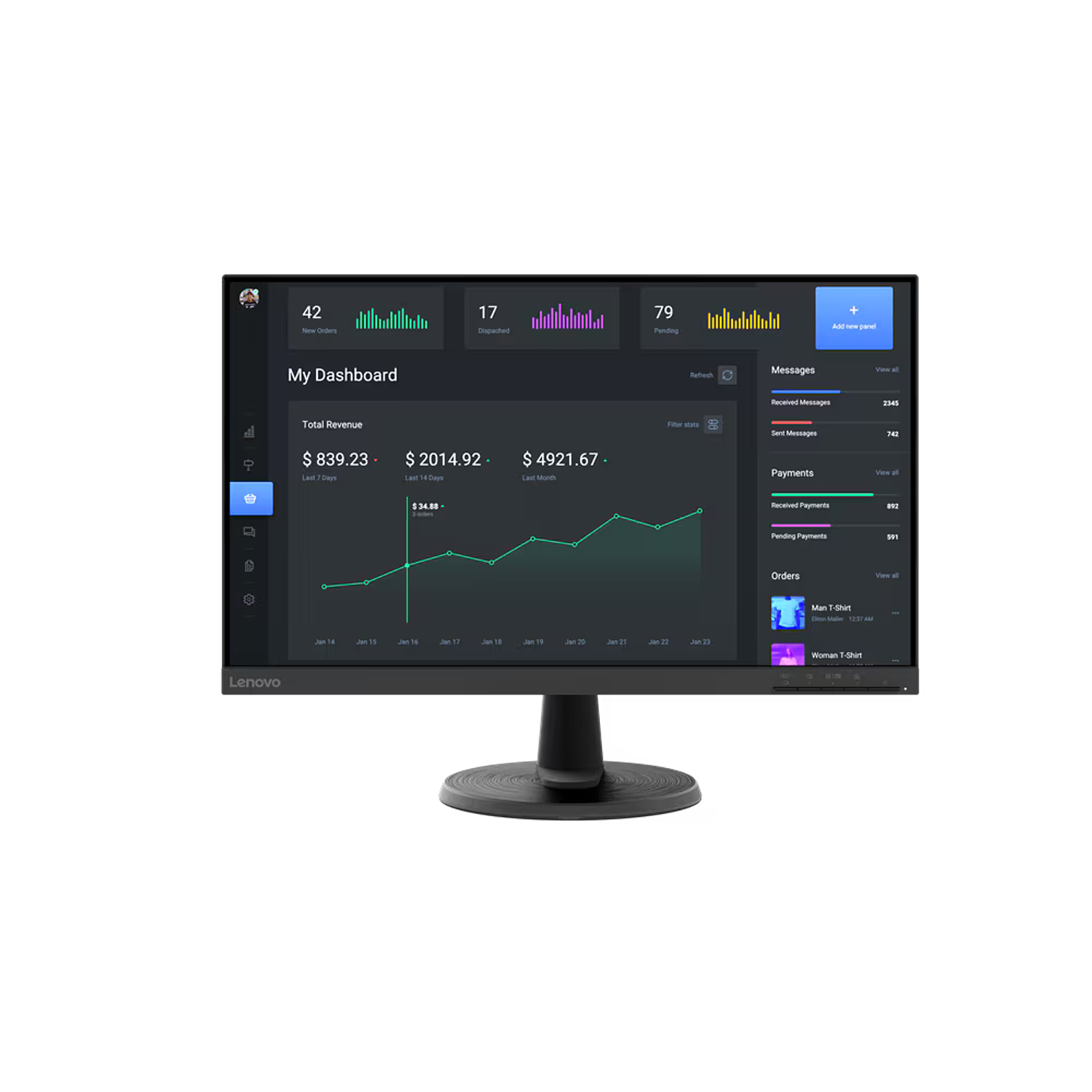 Lenovo D24-40 67A2KAC6CL Monitor 23.8
