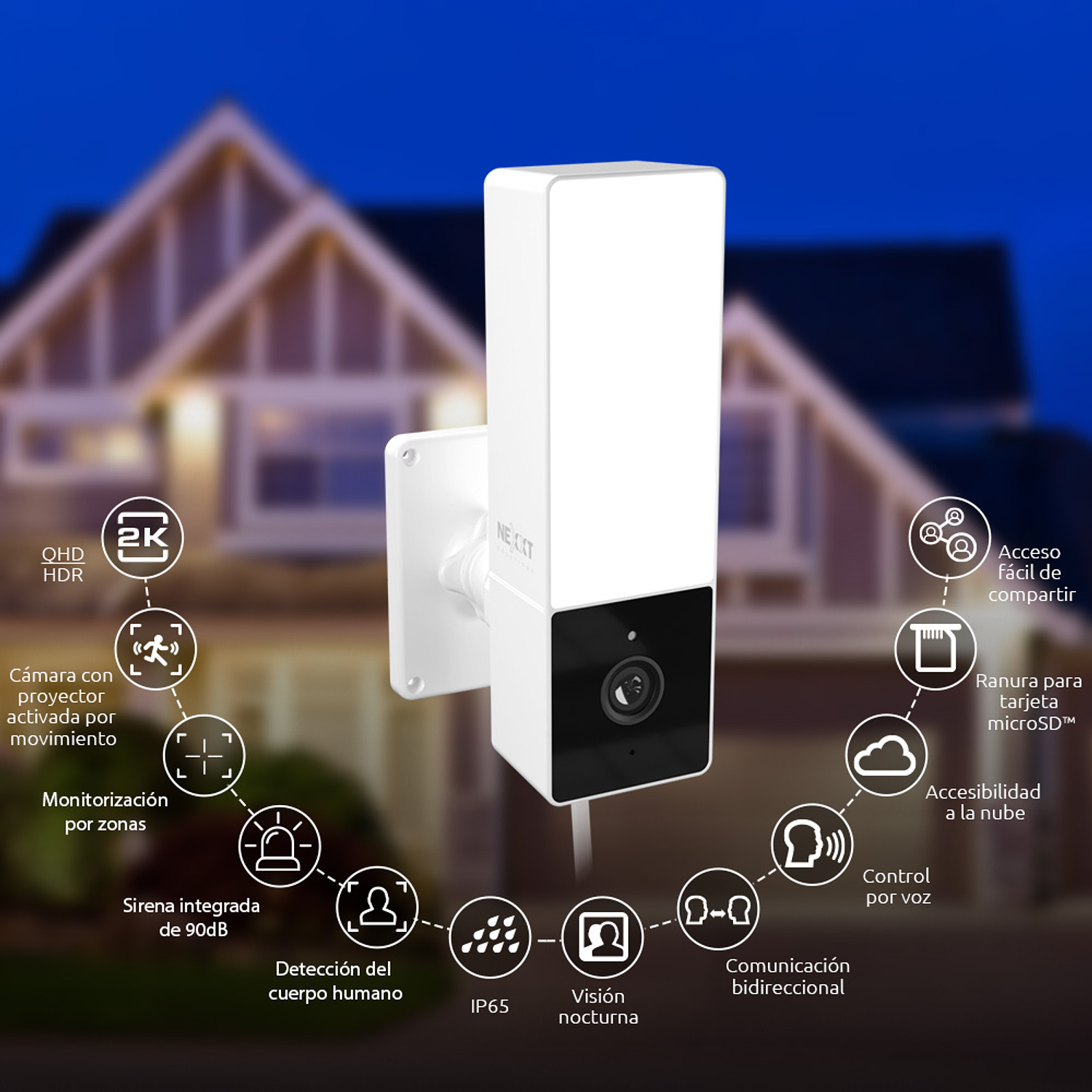 Nexxt Solutions NHC-F410 Cámara Inteligente Wi-Fi 2K, Con Proyector, Visión Nocturna, Grabación en MicroSD, Seguridad Hogar, Monitoreo Remoto 6
