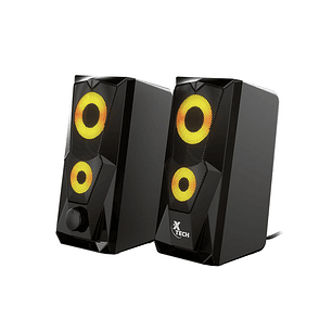 Xtech Parlantes Estéreo Multimedia 2.0 Con Luces LED Multicolor 6W RMS