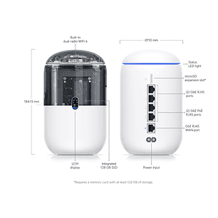 Ubiquiti UniFi UDR Dream Router Inalámbrico 4 Puertos con (2) Puertos PoE WiFi 6 Conmutación PoE