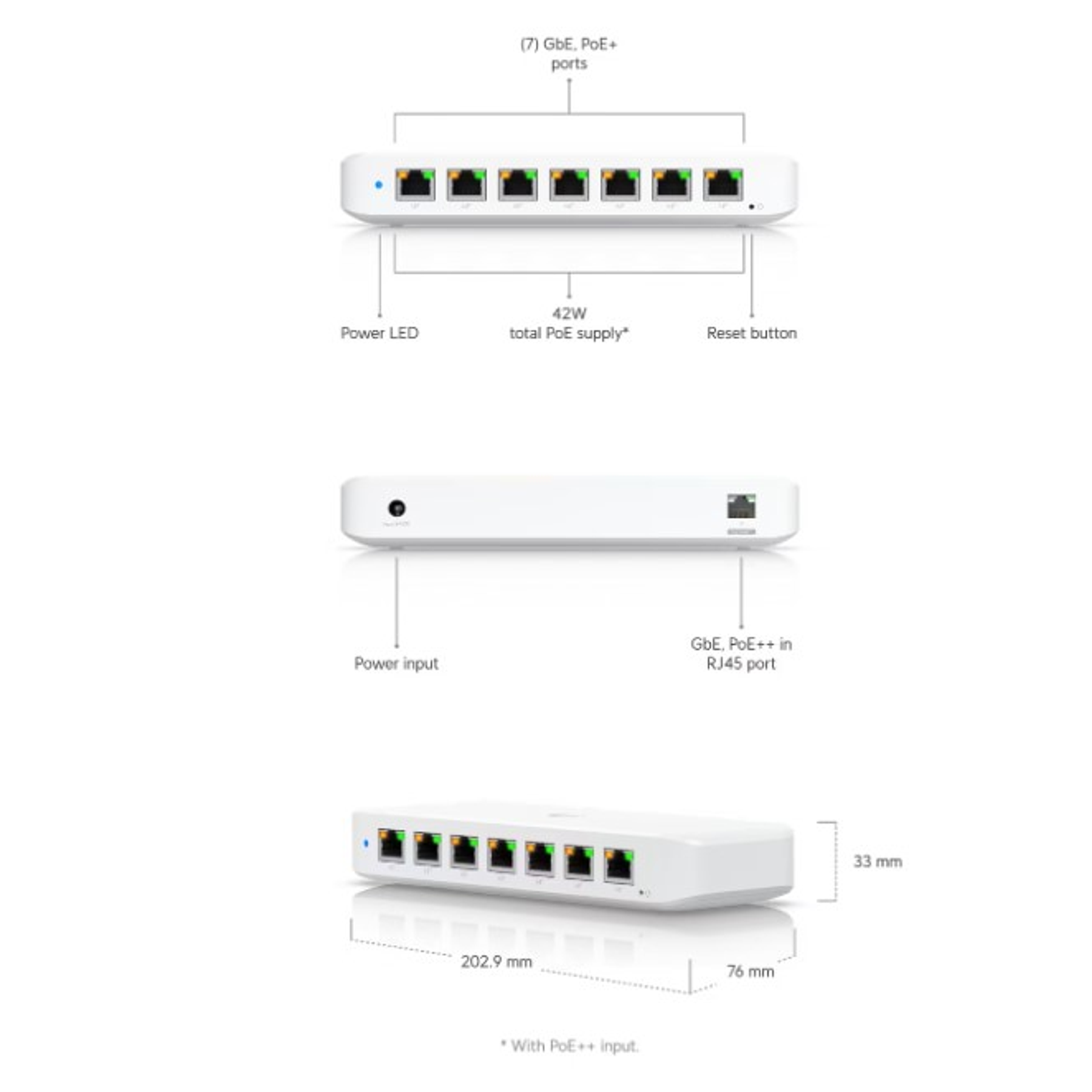 Ubiquiti USW-Ultra Unifi Switch Compacto L2 8 Puertos GbE PoE+