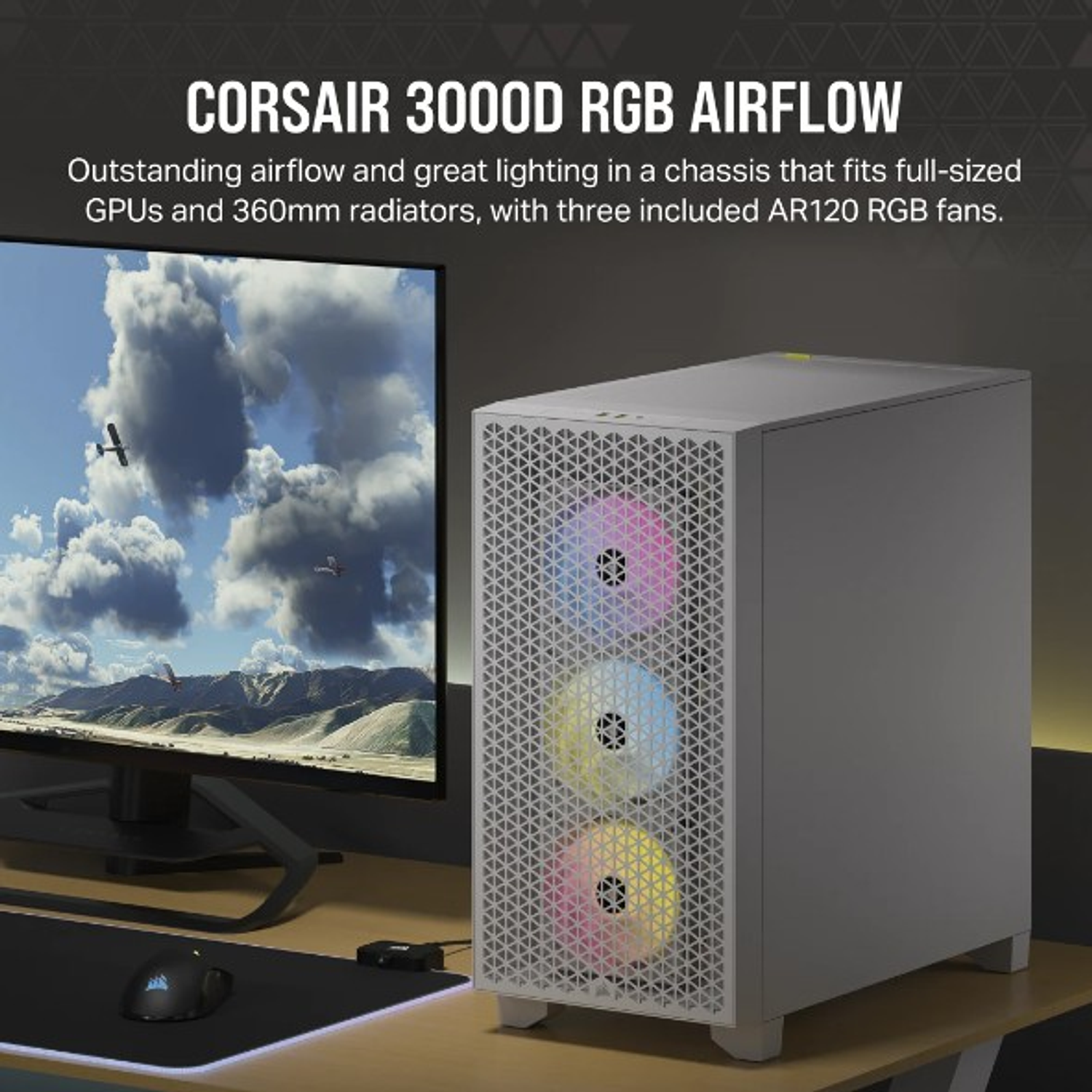 Corsair 3000D, RGB, Airflow, ATX, Vidrio Templado, 3x Ventiladores ARGB, Blanco 19