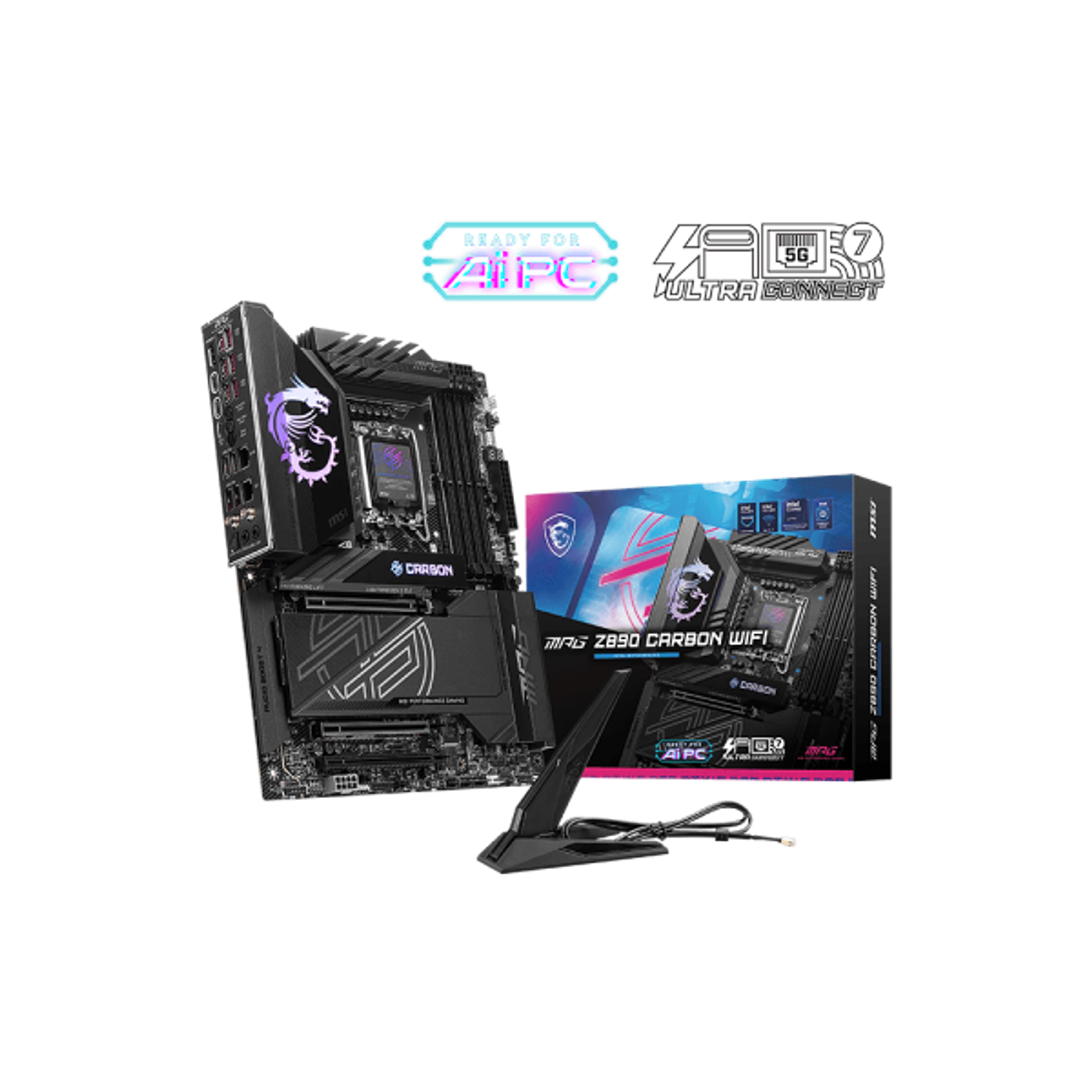 MSI MPG Z890, Placa Madre, Carbon WiFi, LGA 1851, 4x DDR5, HDMI, 2x Type-C DP, 5x M.2, ATX 1