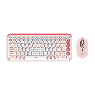 Kit Logitech Pop Icon Combo, Teclado y Mouse Inalámbricos, Color Rosado y Blanco 