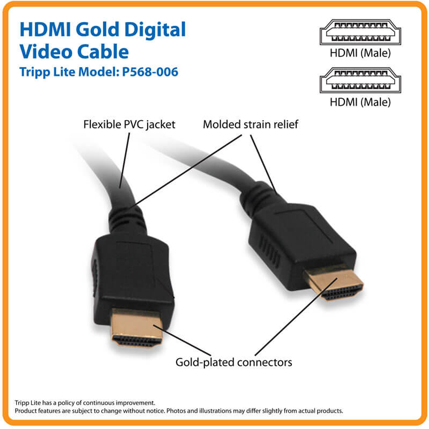 Tripp Lite Cable HDMI a HDMI de Alta Velocidad, UHD 4K, 6 pies (1.83 m), Negro 6