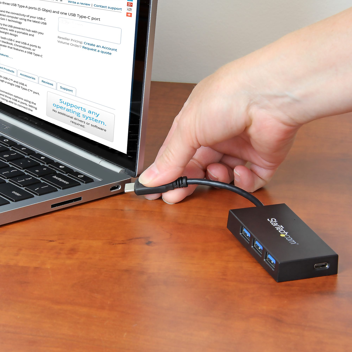 StarTech.com Hub USB 3.0 de 4 Puertos, USB-C a 1x USB-C y 3x USB-A 5