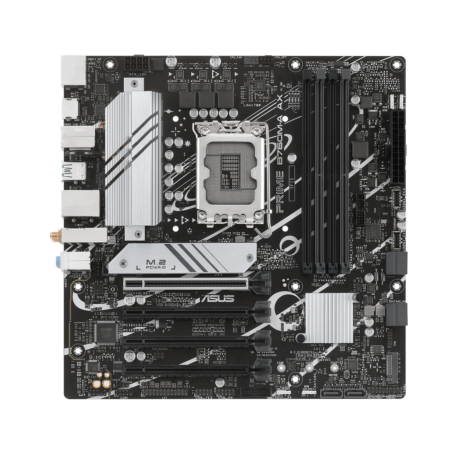 ASUS PRIME B760M-A AX Placa Madre micro ATX, Socket LGA1700, B760 Chipset, USB 3.2 Gen 1/2, USB-C, 2.5Gb LAN, Wi-Fi 6 y Bluetooth 1