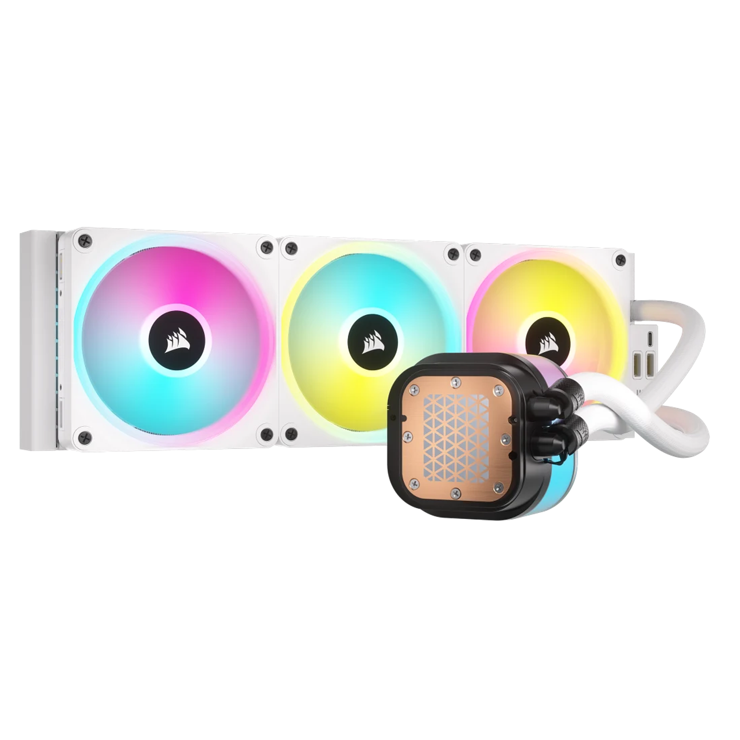 Corsair Refrigeración Líquida iCUE LINK H150i RGB AIO, 360mm, Ventiladores QX120 RGB, Compatible con Intel 1700 y AMD AM5, Blanco 3