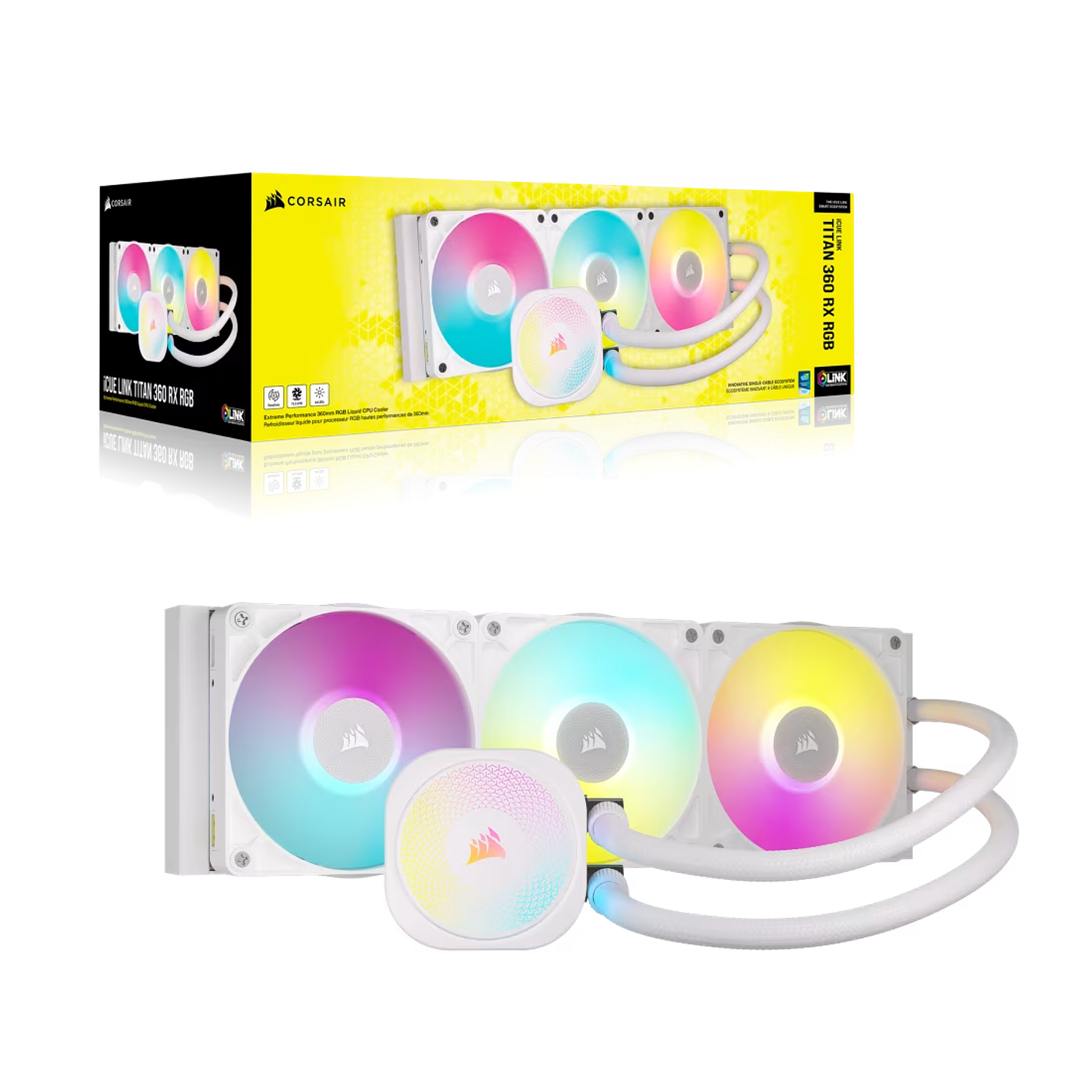 Corsair CW-9061021-WW iCUE LINK TITAN 360 RX RGB, Refrigeracion Líquida AIO de 360 mm, Compatible con AMD/Intel, Ventiladores PWM, Blanco 4